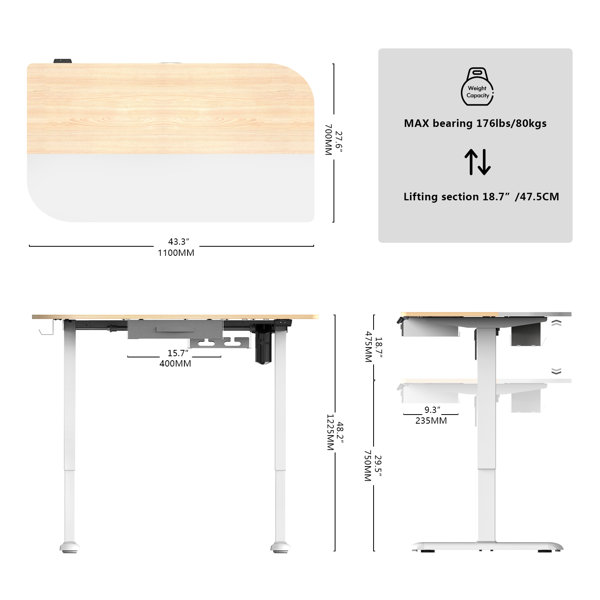 17 Stories Height Adjustable Standing Desk Wayfair